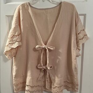 Elegant Beige Lace-Trimmed Women's Top/Jacket Shein Curve  Sz 3XL